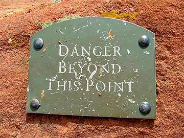 A sign that says Danger Beyond This Point